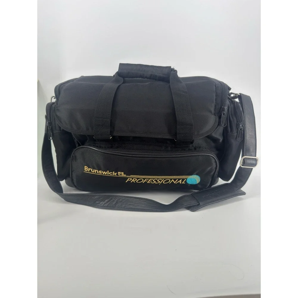 Brunswick‎ Professional Bowling Bag Black Nylon Gold Logo Kenneth Cole Strap